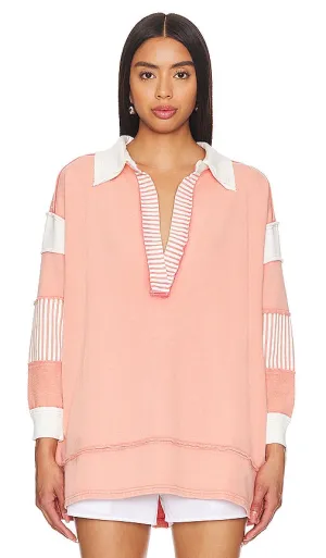 Free People Clean Prep Polo in Pink