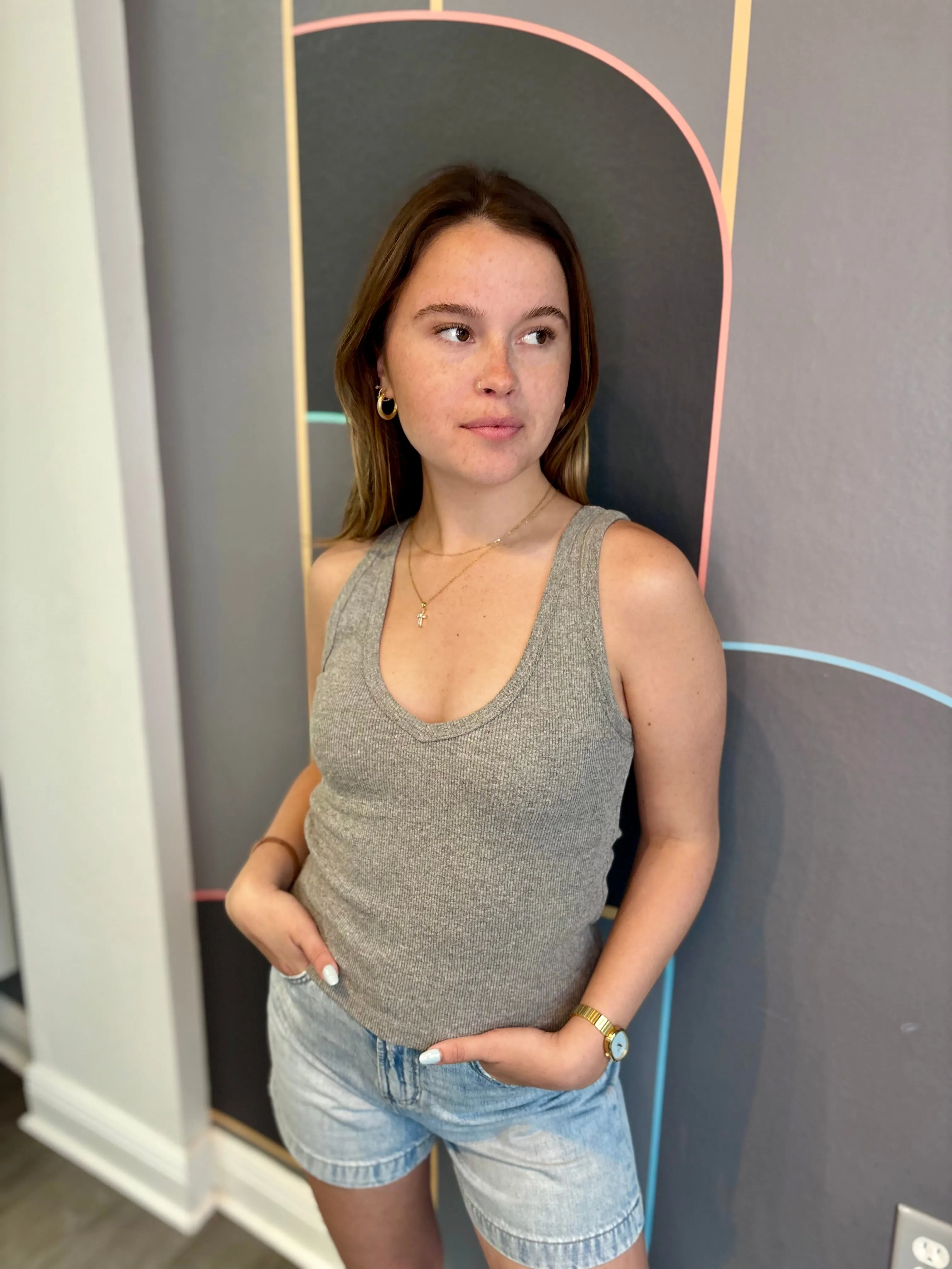 Maria Tank - Dark Heather Chilly Day Style Essential Casual