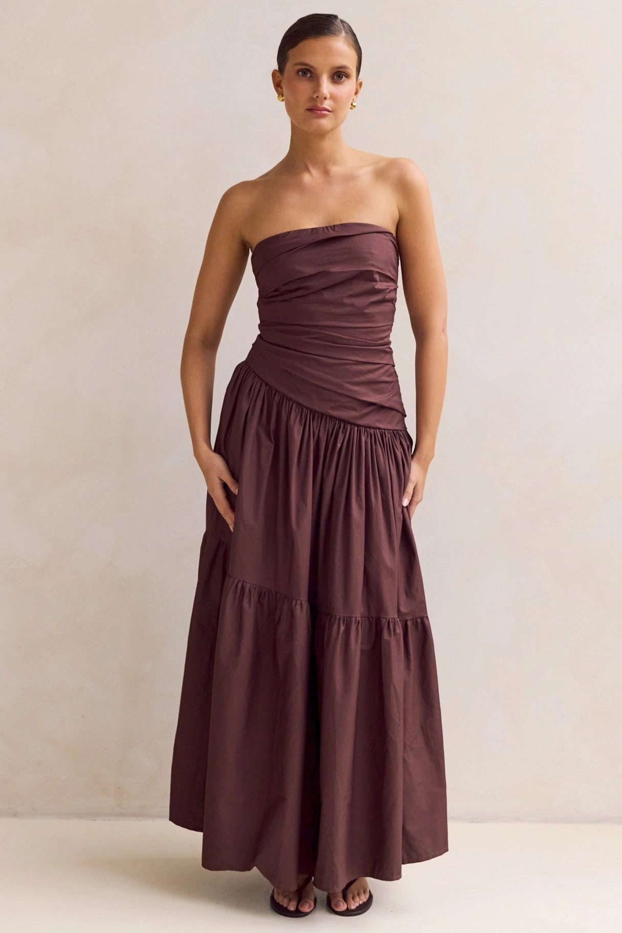 Smart Waistband Fit Brianna Maxi Dress (Chocolate)