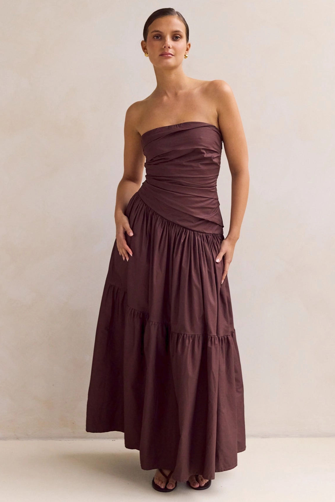 Bright Accent Brianna Maxi Dress (Chocolate)