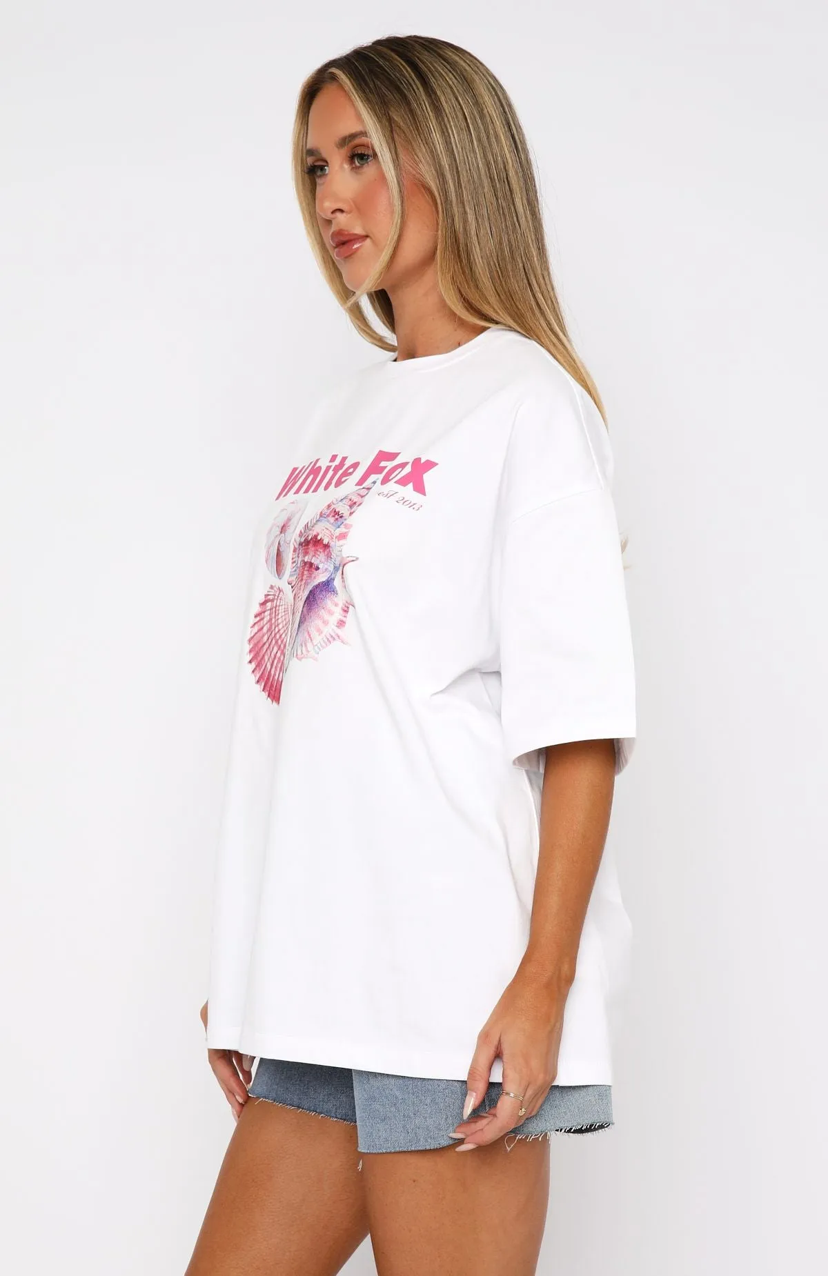 EcoFriendly Manufacturing AntiMicrobialLining Hear The Ocean Oversized Tee White