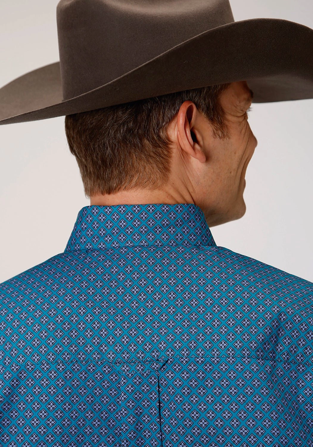 Easy Fit Roper Mens Purple 100% Cotton Circuit Foulard BD S/S 1 Pocket Shirt