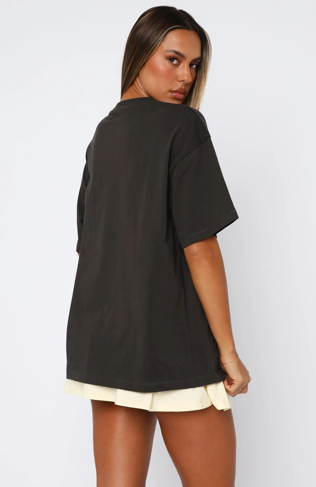 Chill Wear Ribbed Hem Detail From The Archives Charli Oversized Tee Charcoal