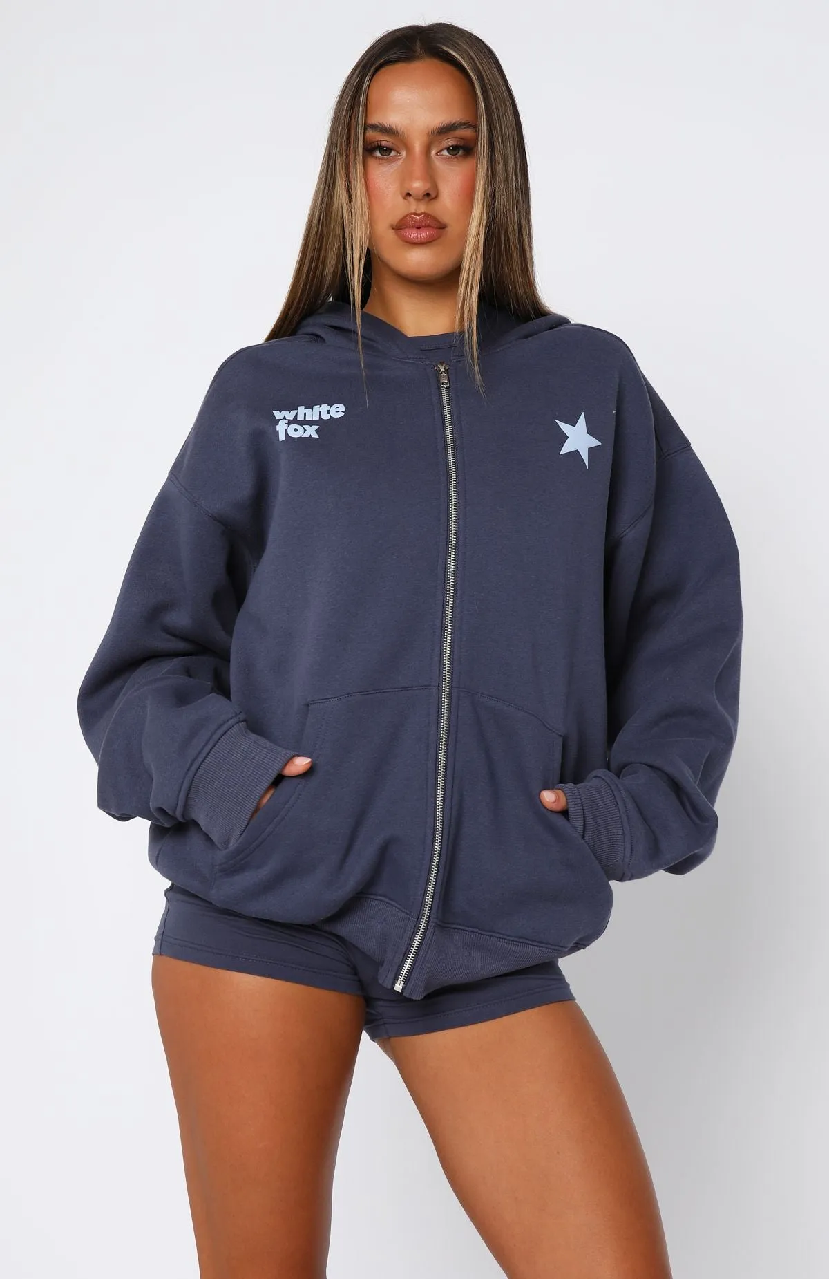 Spandex Integration From The Archives Charli Zip Front Hoodie Navy