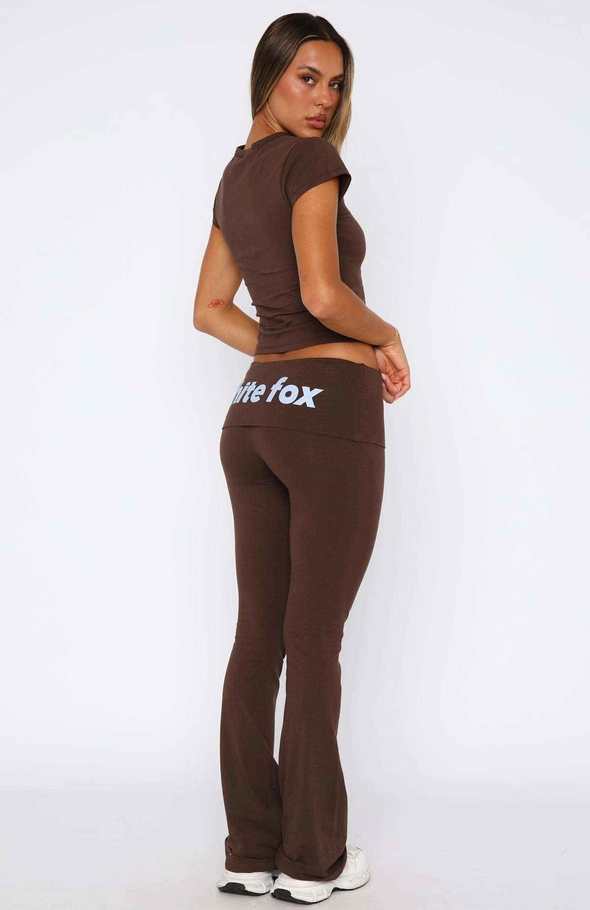 From The Archives Gigi Fold Over Flare Pants Chocolate Off Duty