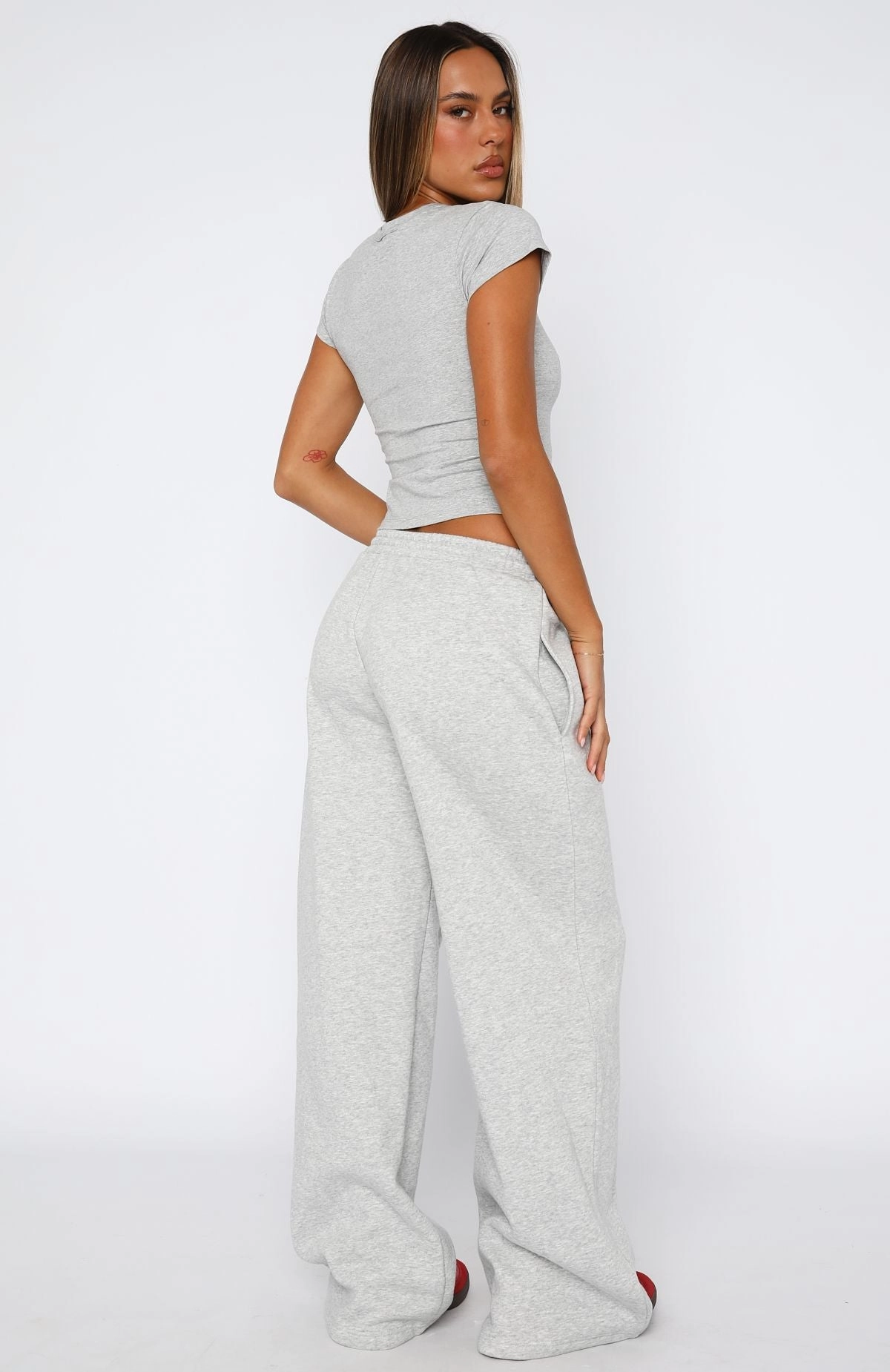 From The Archives Jaxx Wide Leg Sweatpant Dark Grey Marle Eco Friendly Fibers Unstructured Silhouette