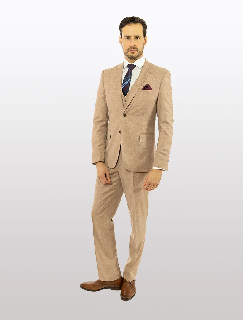 FUBU Dusty Pink Solid Vested Suit