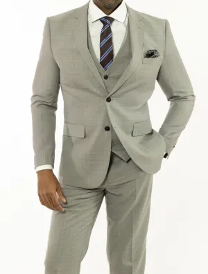 FUBU Light Grey Solid Vested Suit