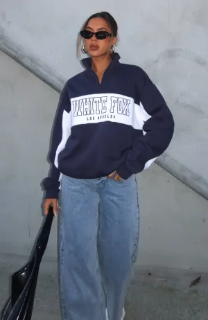 PuckerFree Surface MeshLining Jokes On You Zip Front Sweater Navy