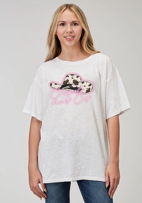 Runway Inspired Lightweight Layer Roper Womens Cowgirls Dont Cry White 100% Cotton S/S T-Shirt