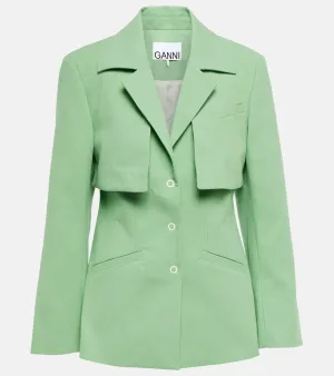 Ganni Single-breasted cotton canvas blazer