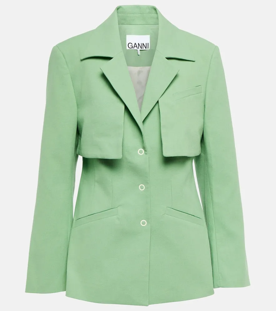 Ganni Single-breasted cotton canvas blazer
