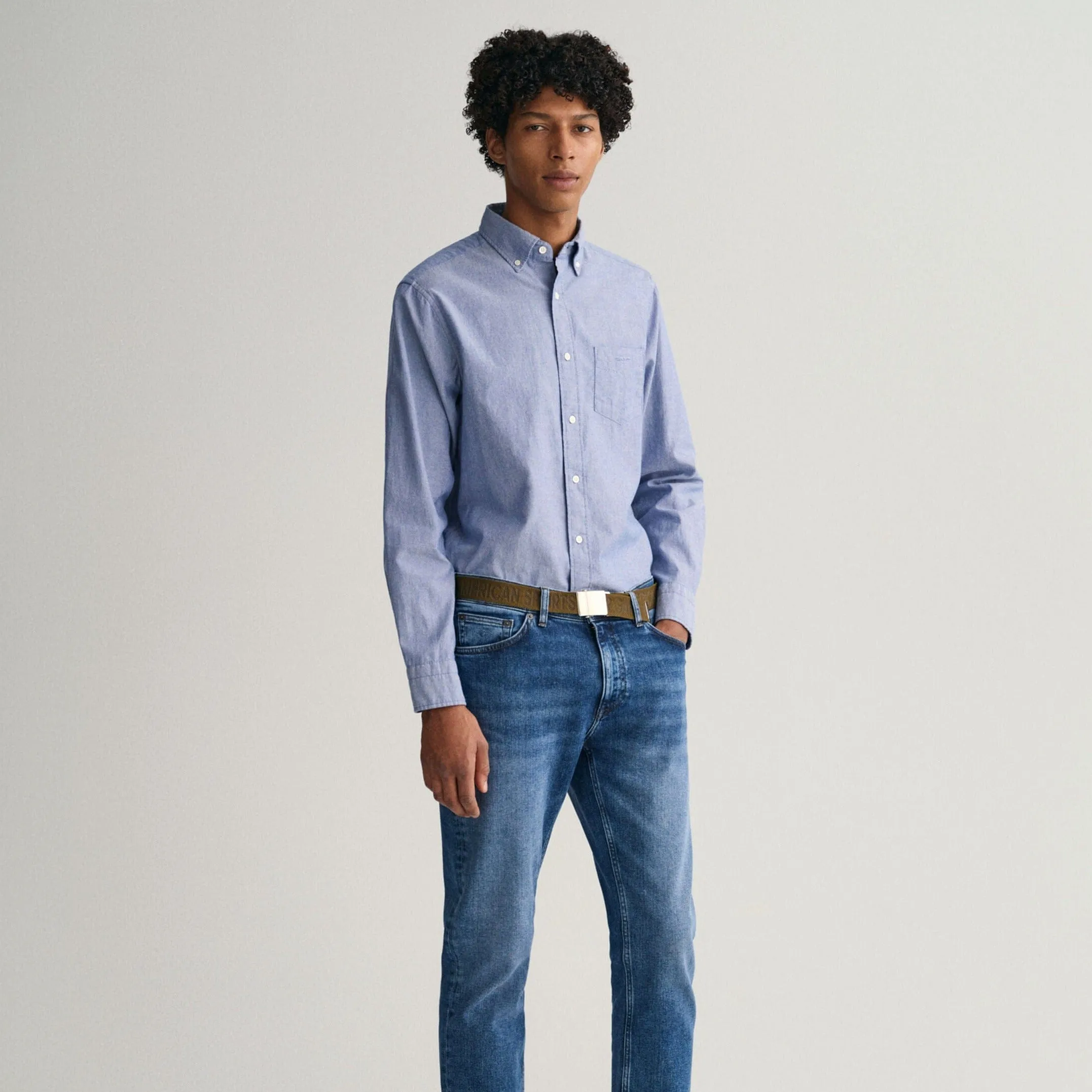 GANT Regular Fit Archive Oxford Stripe Short in College Blue