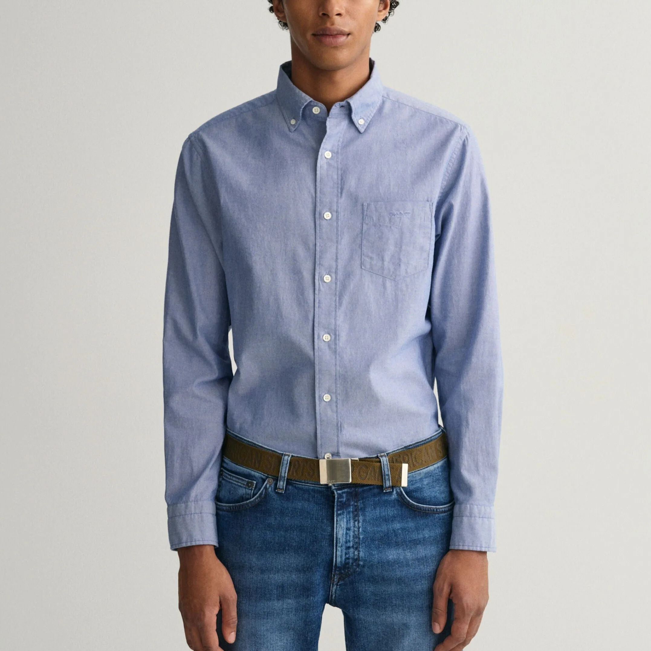 GANT Regular Fit Archive Oxford Stripe Short in College Blue
