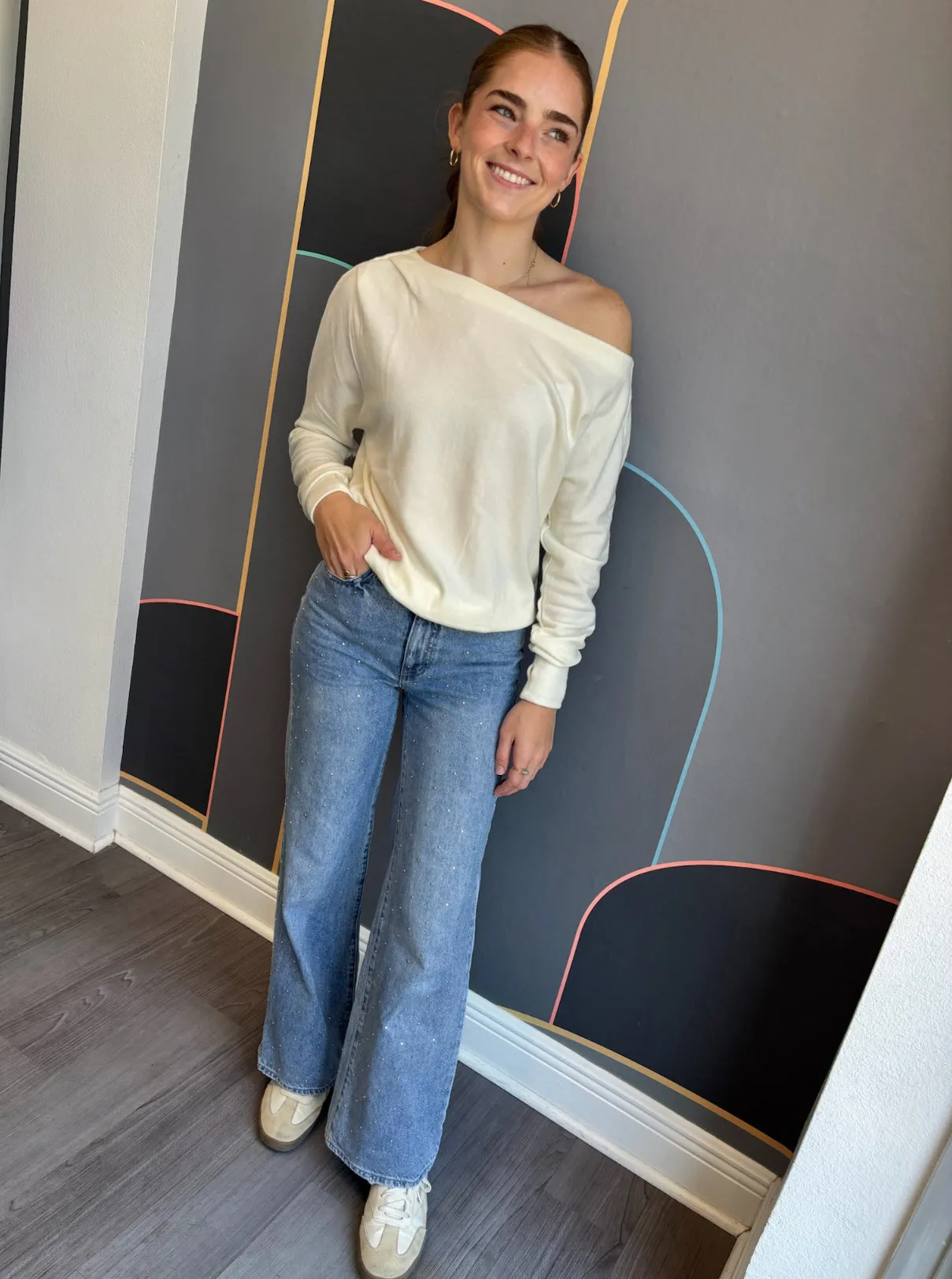 Drop Sleeve Boat Neck Top All Day Comfort