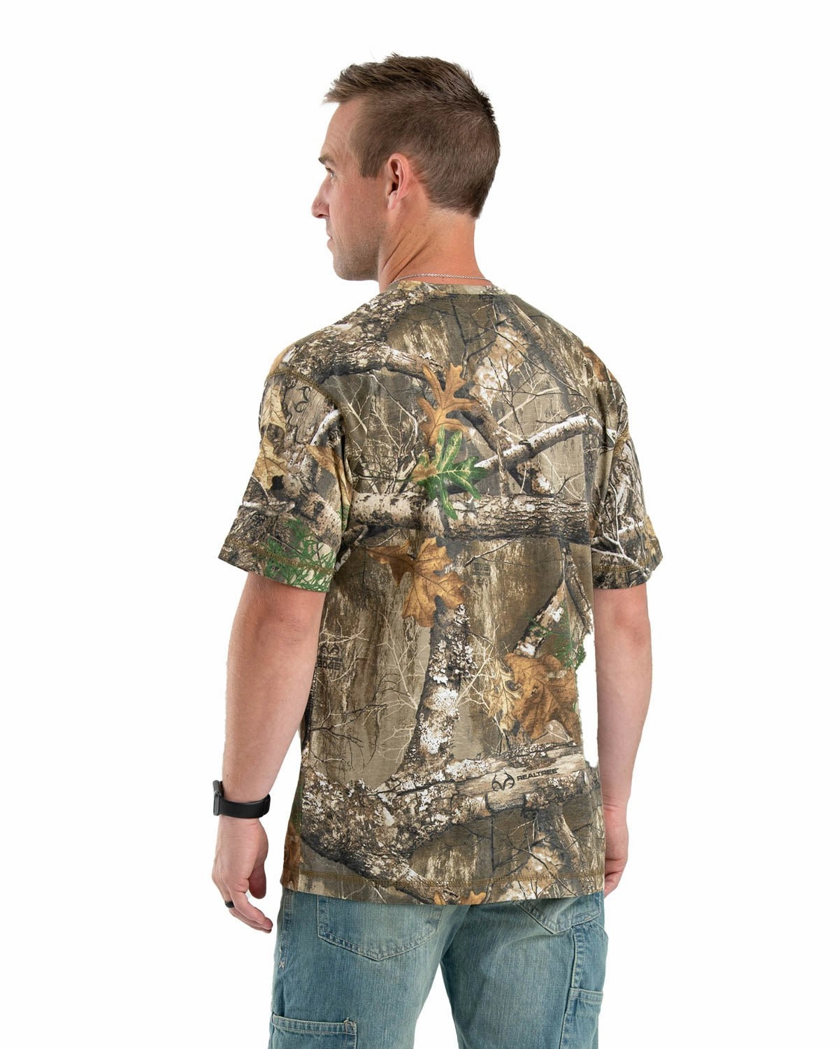 Berne Mens Realtree Edge Cotton Blend Lightweight Performance Tee S/S Flex Fit anti static coating
