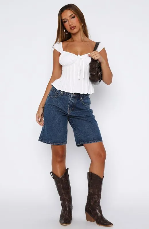 City Mood Bella Denim Shorts Dark Blue