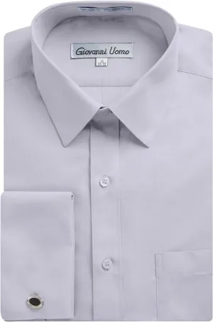 Gentlemens Collection Men's Regular Fit French Cuff Solid Dress Shirt - Colors (Cufflink Included)