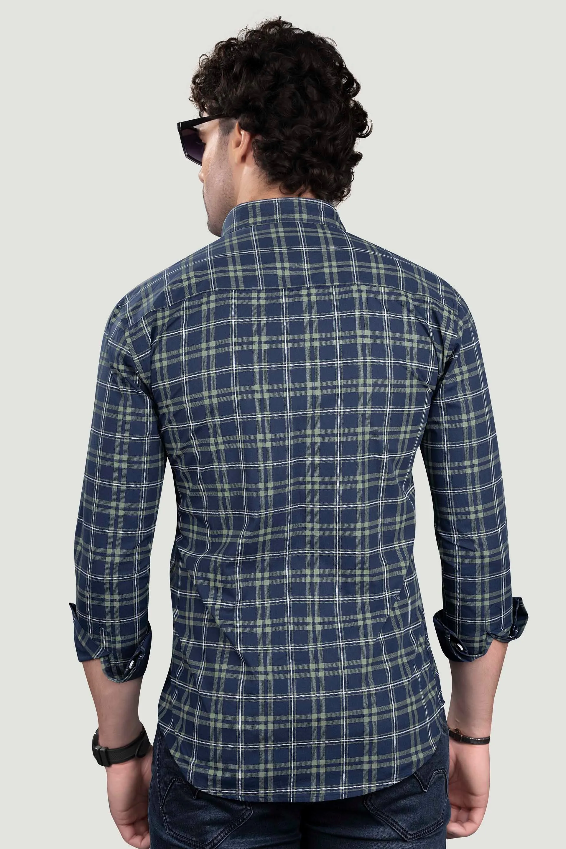 Georgiy Blue Cotton Check Shirt
