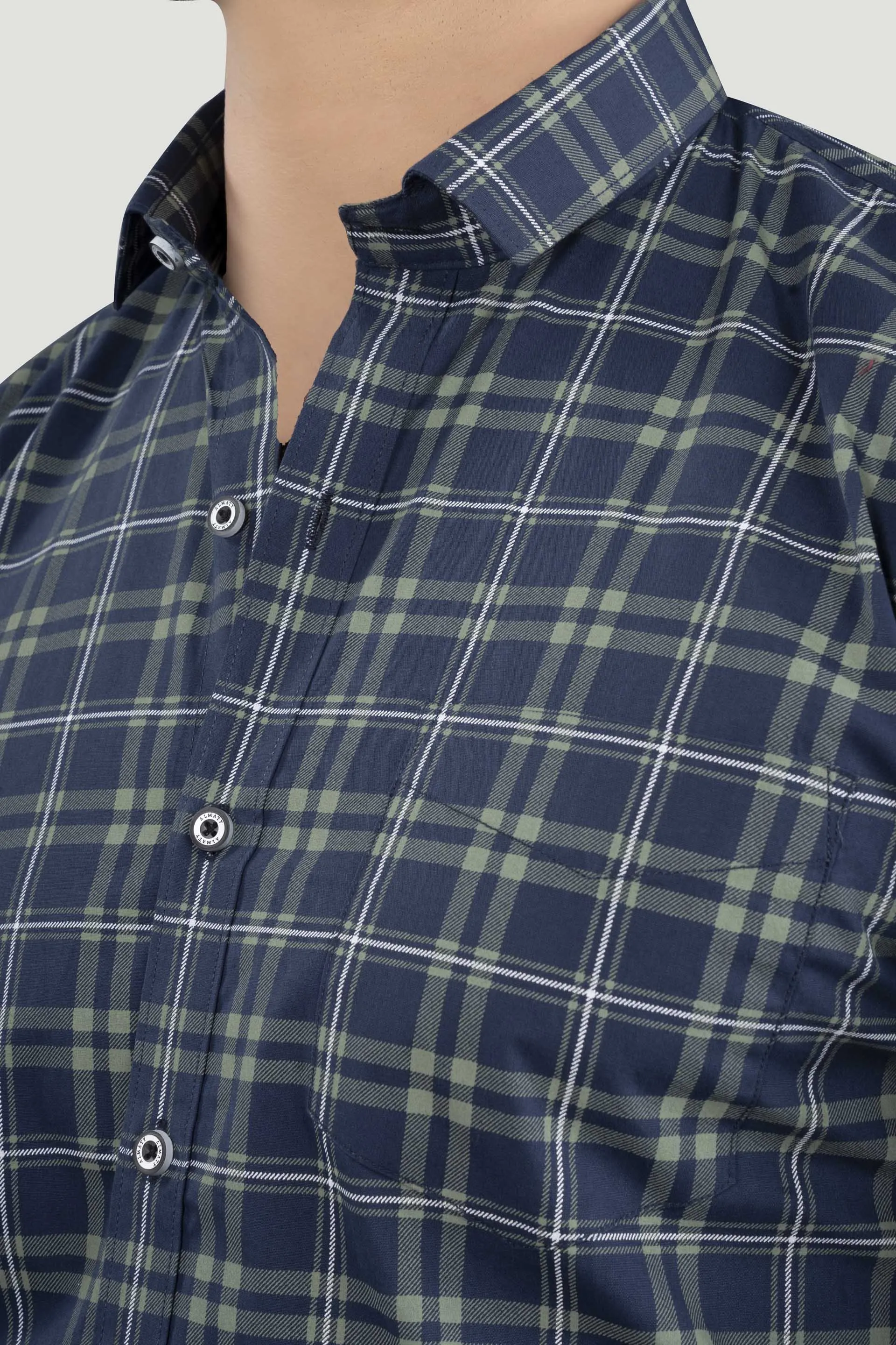 Georgiy Blue Cotton Check Shirt