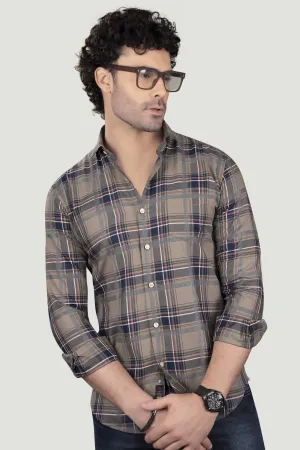 German Blue Cotton Check Shirt