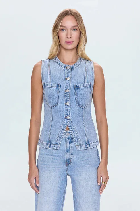 Double Chest Pocket Ergonomic Fit Design Gia Fitted Collarless Vest