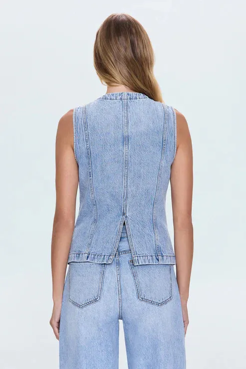 Comfortable Design ReinforcedStitching Gia Fitted Collarless Vest