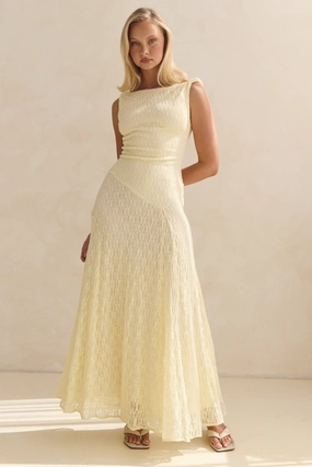 Calm Touch Texture Softness Gianna Lace Maxi Dress (Butter)