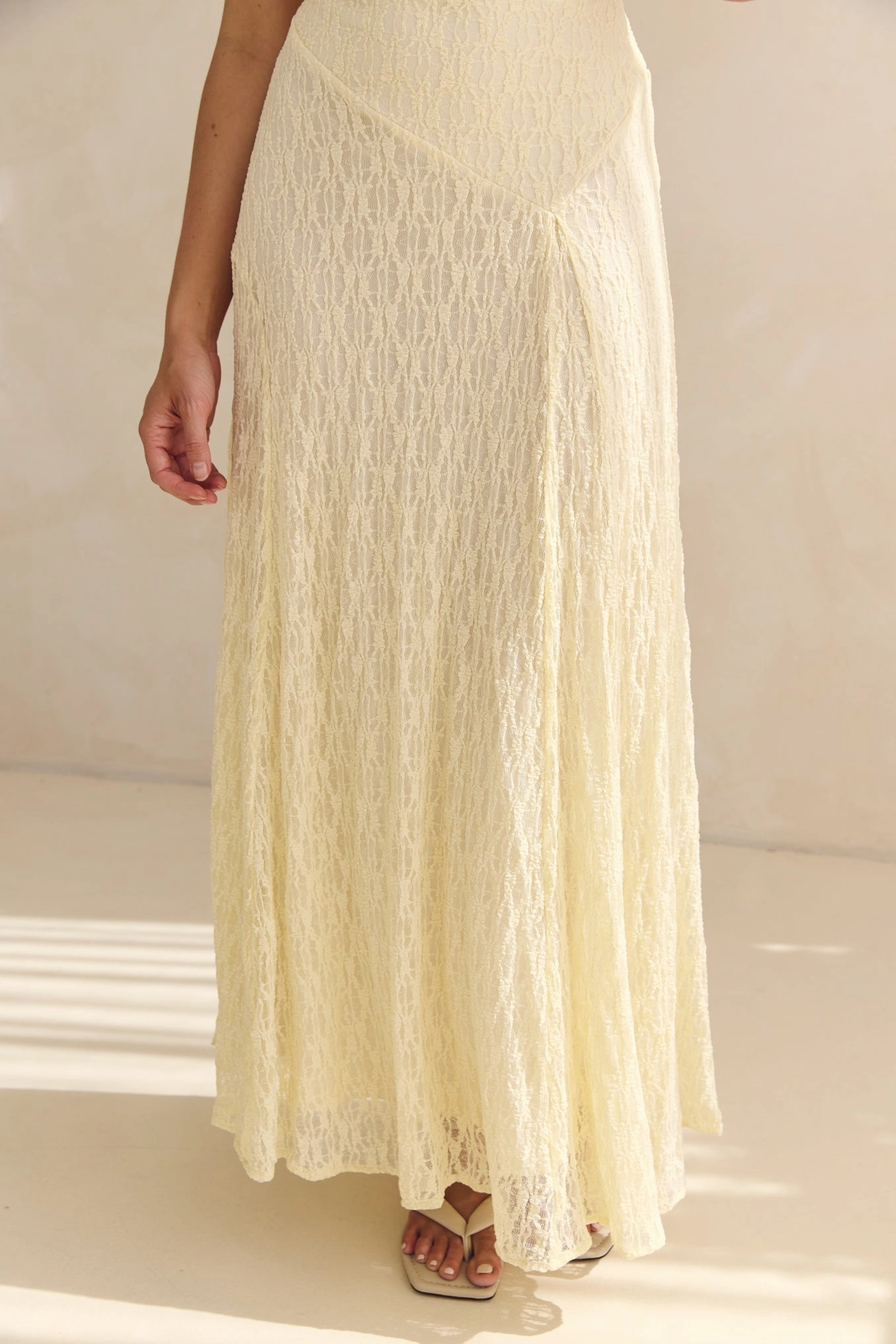 Gianna Lace Maxi Dress (Butter) Modern Soft Sophisticated Look