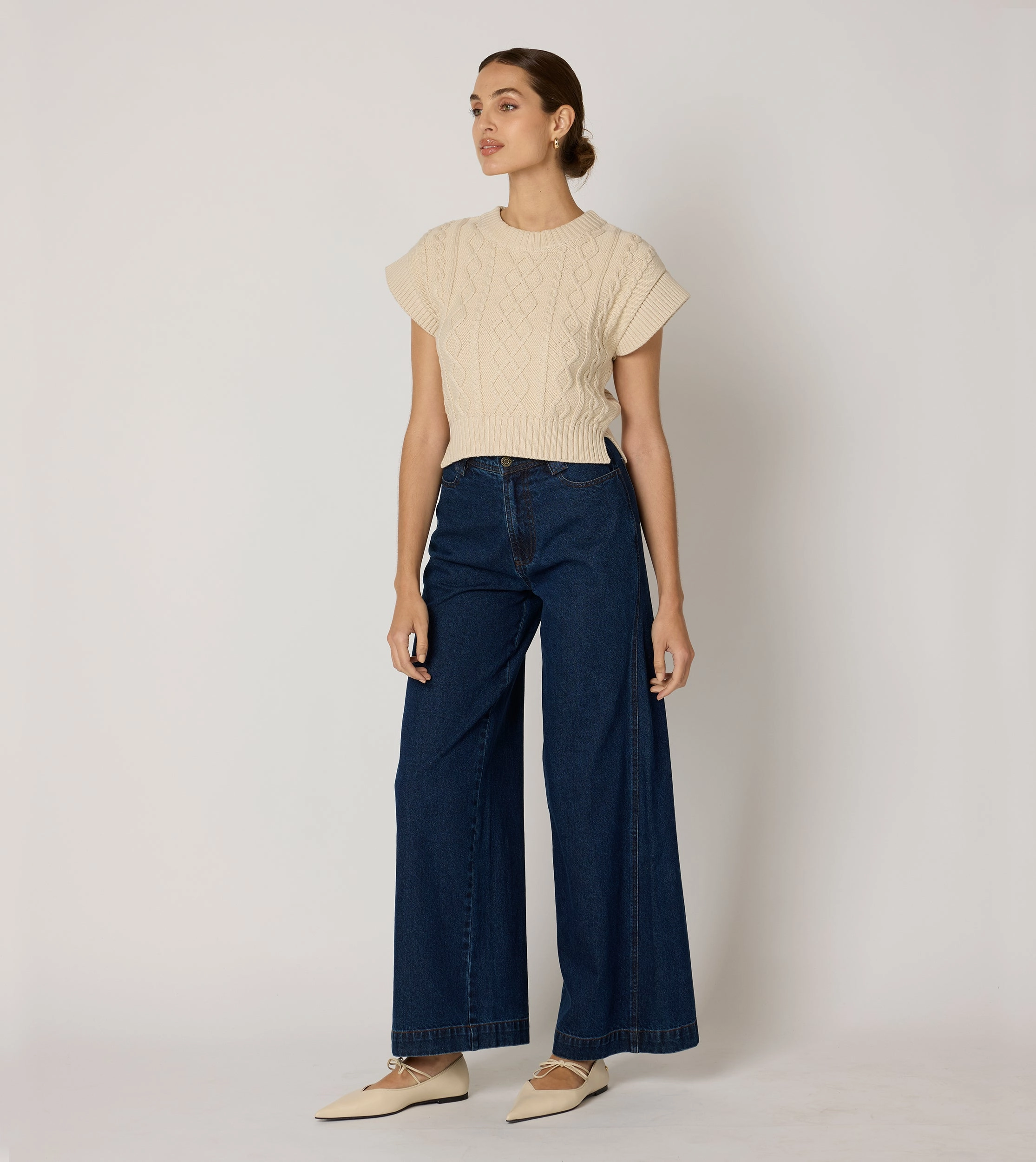 Gigi Cropped Sweater Vest | Cream Breathable Layer Fit