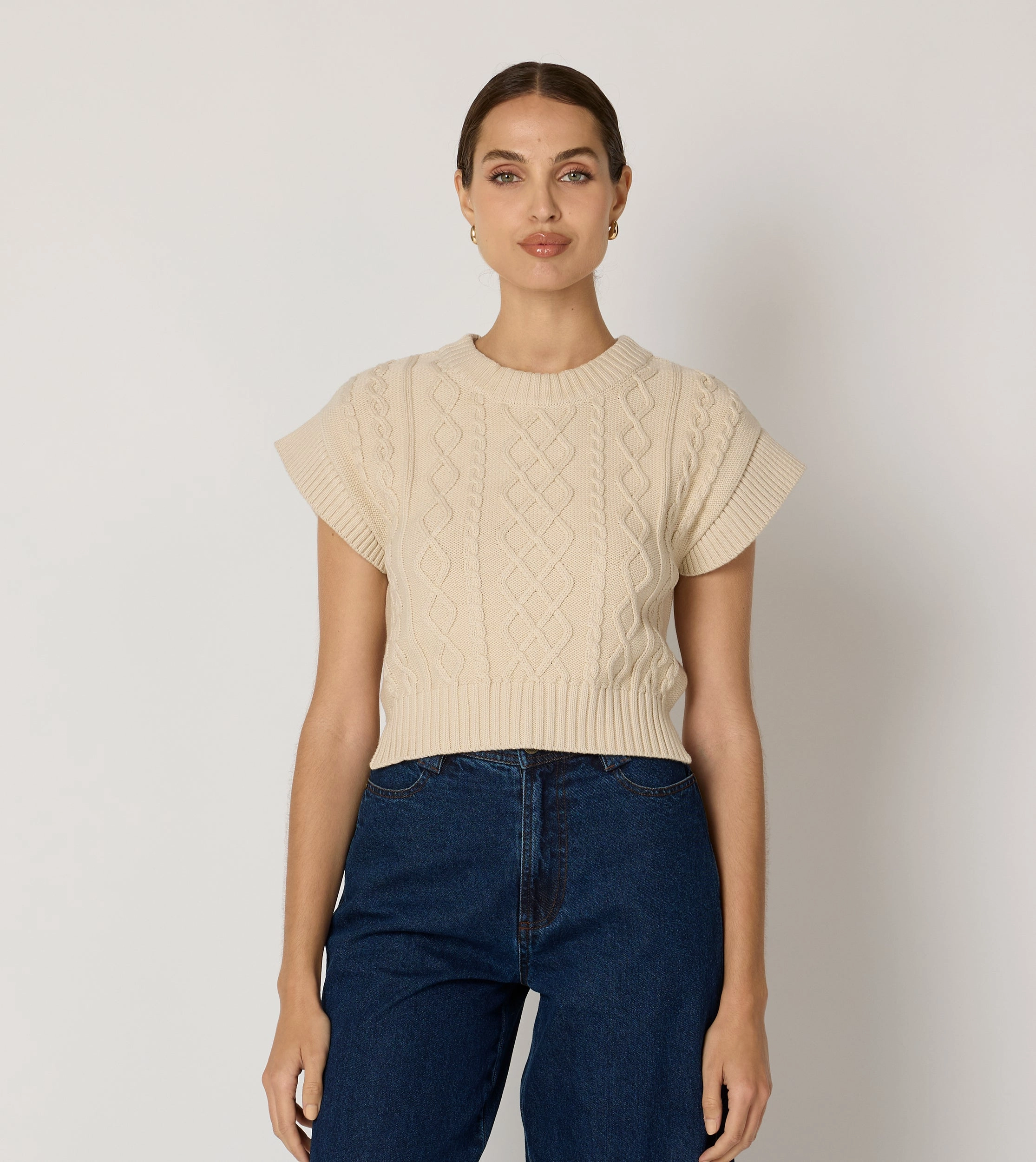 Simple Yet Cozy Gigi Cropped Sweater Vest | Cream