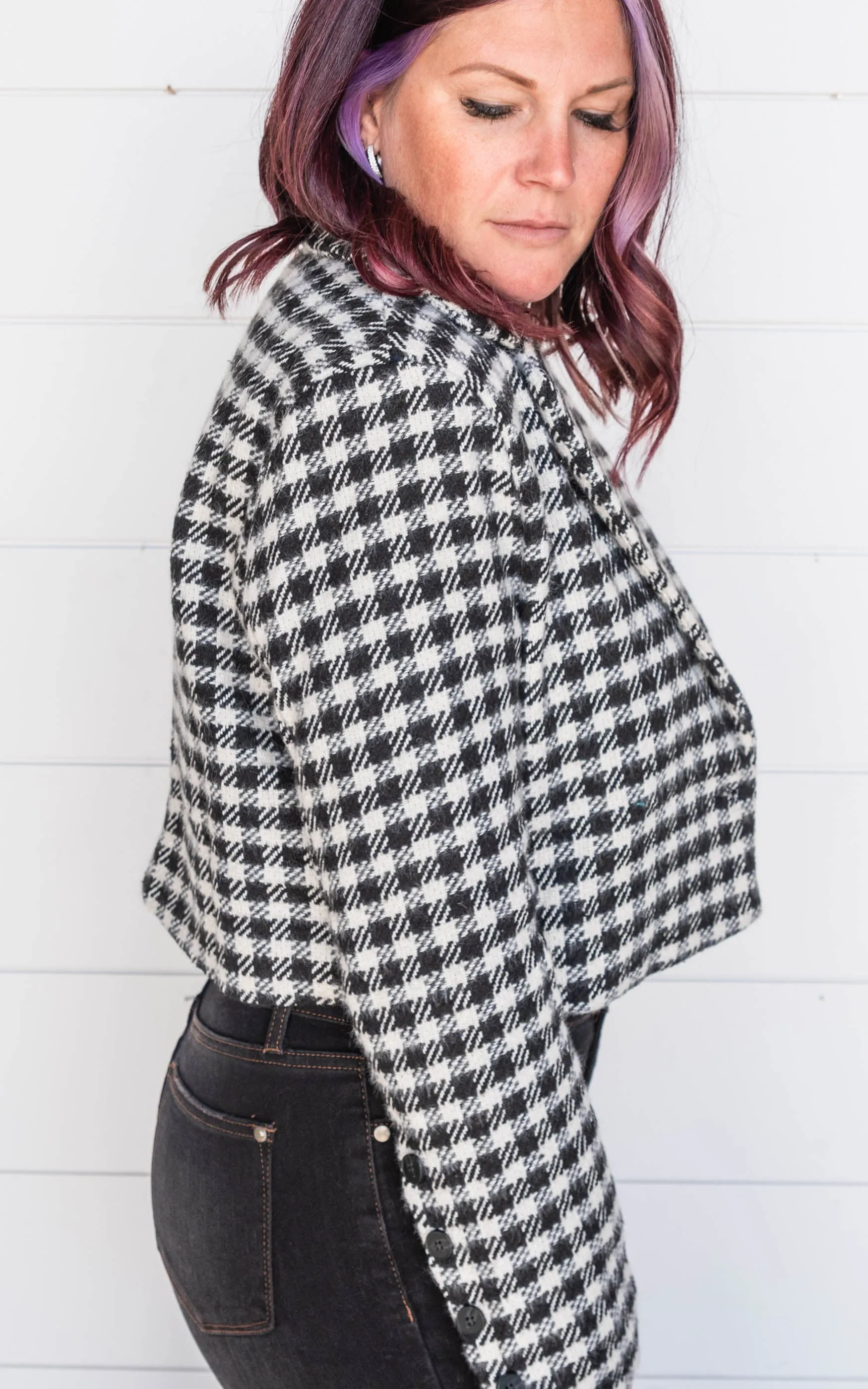 Gingham Plaid Blazer - White Birch | FINAL SALE