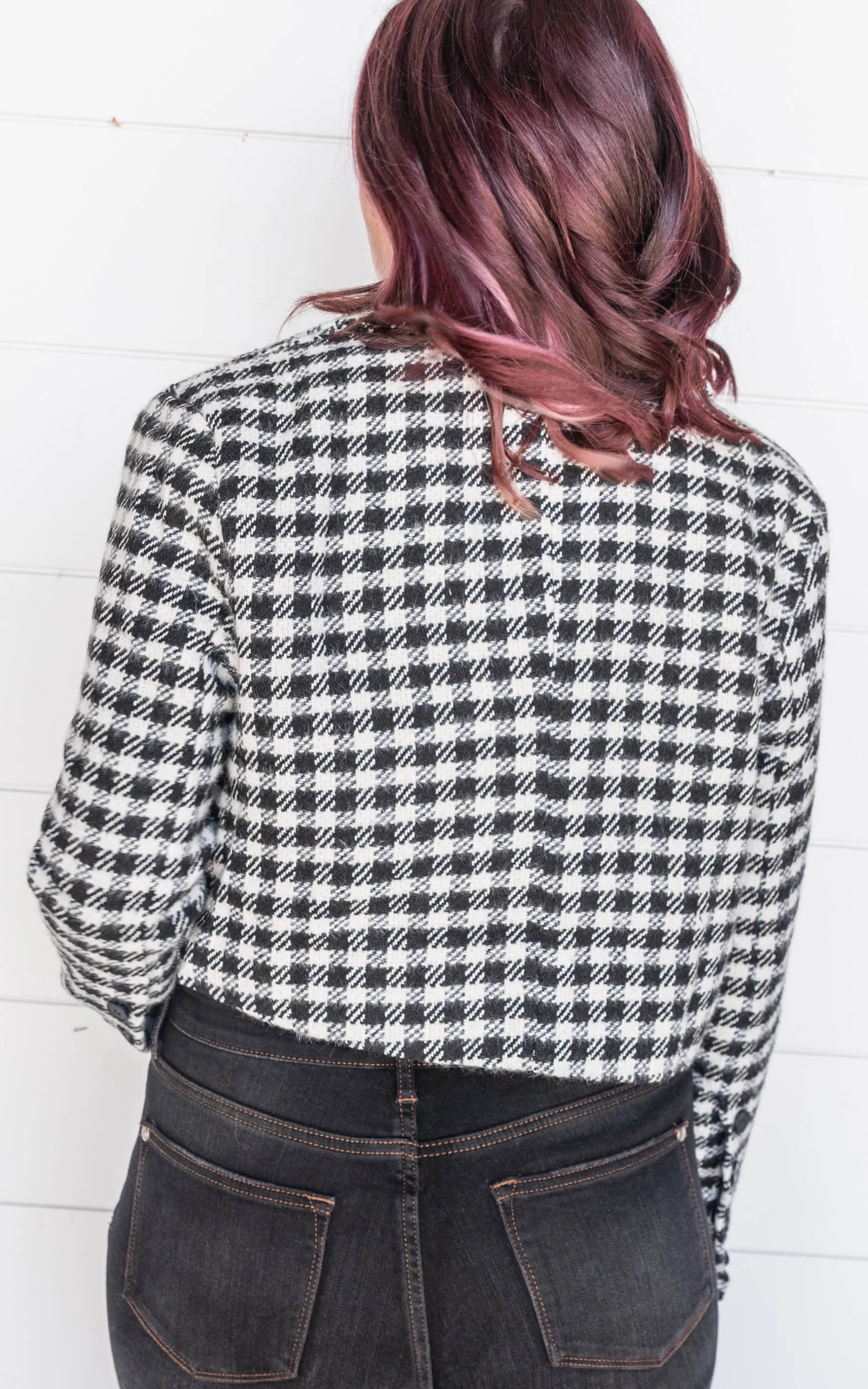 Gingham Plaid Blazer - White Birch | FINAL SALE