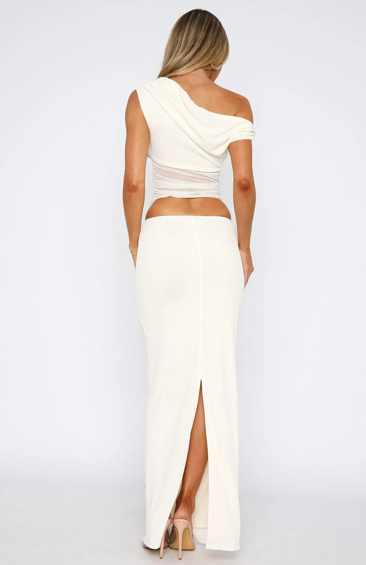 Girls Night Maxi Dress White Drop Shoulder Silhouette