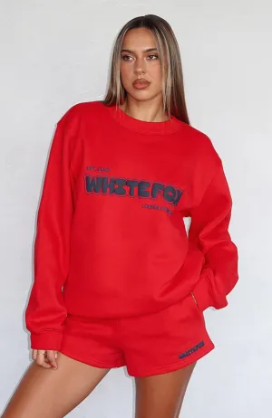 UV Protection Finish Give It A Try Oversized Sweater Red