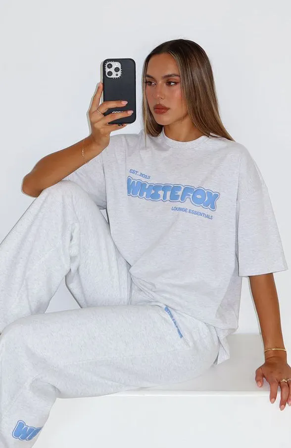 Give It A Try Oversized Tee Grey Marle Double Faced Jersey Knit