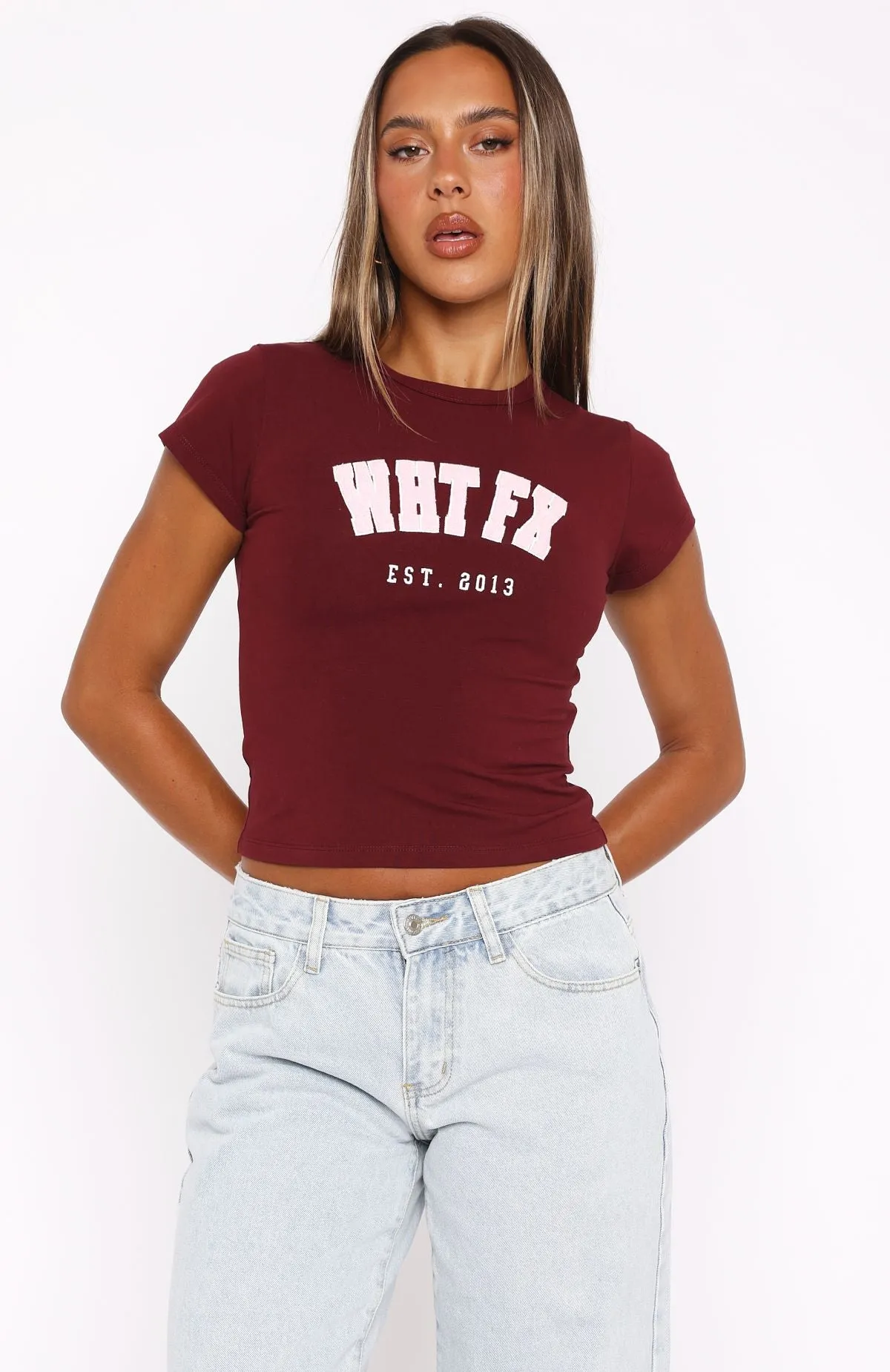 Give It Away Baby Tee Burgundy EthicallySourced UltraSoft Lining