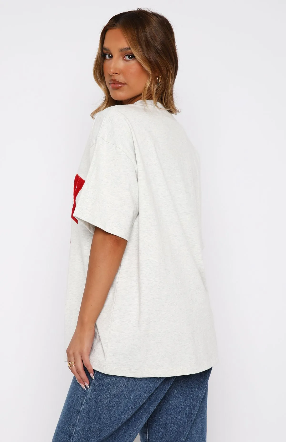 Give It Away Oversized Tee Grey Marle/Red Fitted Tank SoftTouch