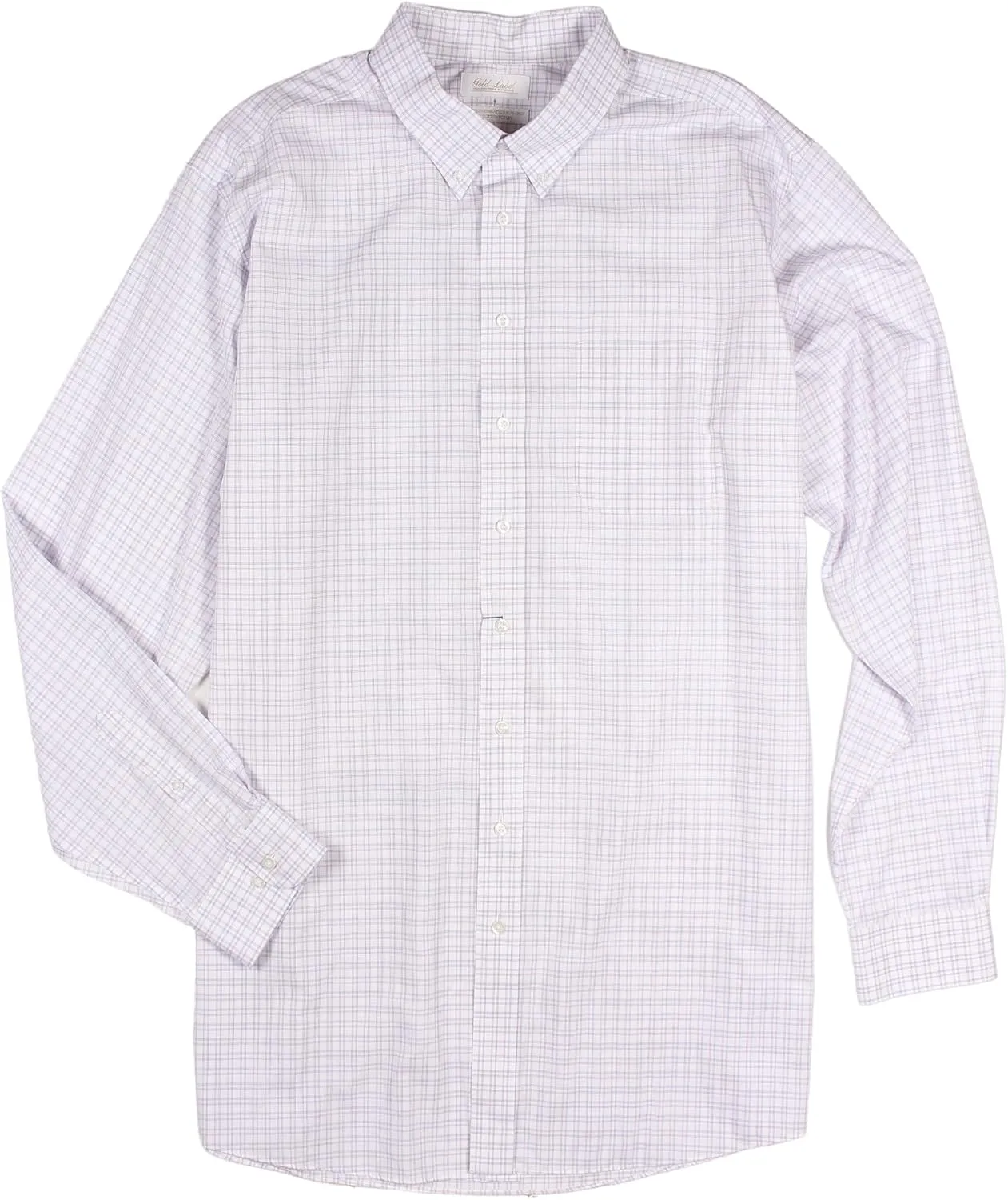 Gold Label Men's Non-Iron Wrinkle-Resistant Long Sleeve Dress Shirt with Button-Down Collar, Regular Sizes