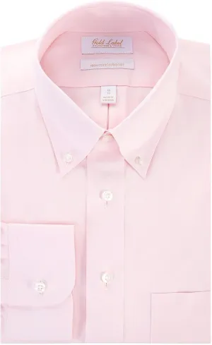 Gold Label Men's Non-Iron Wrinkle-Resistant Long Sleeve Dress Shirt with Button-Down Collar, Regular Sizes
