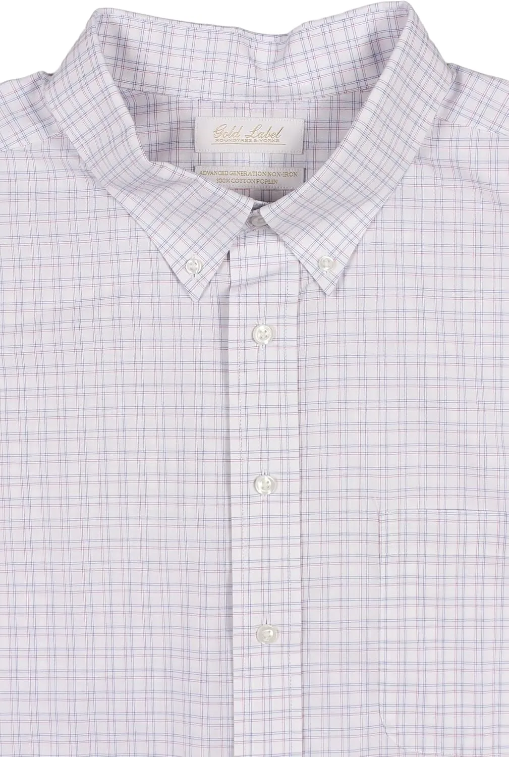 Gold Label Men's Non-Iron Wrinkle-Resistant Long Sleeve Dress Shirt with Button-Down Collar, Regular Sizes