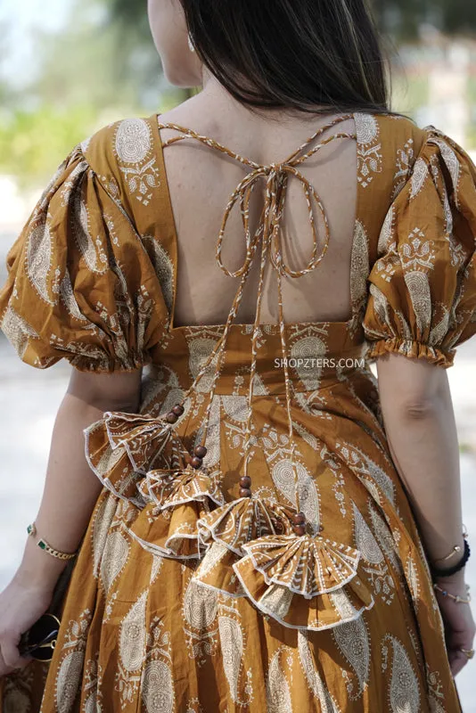 Golden Aura Cotton Maxi Dress