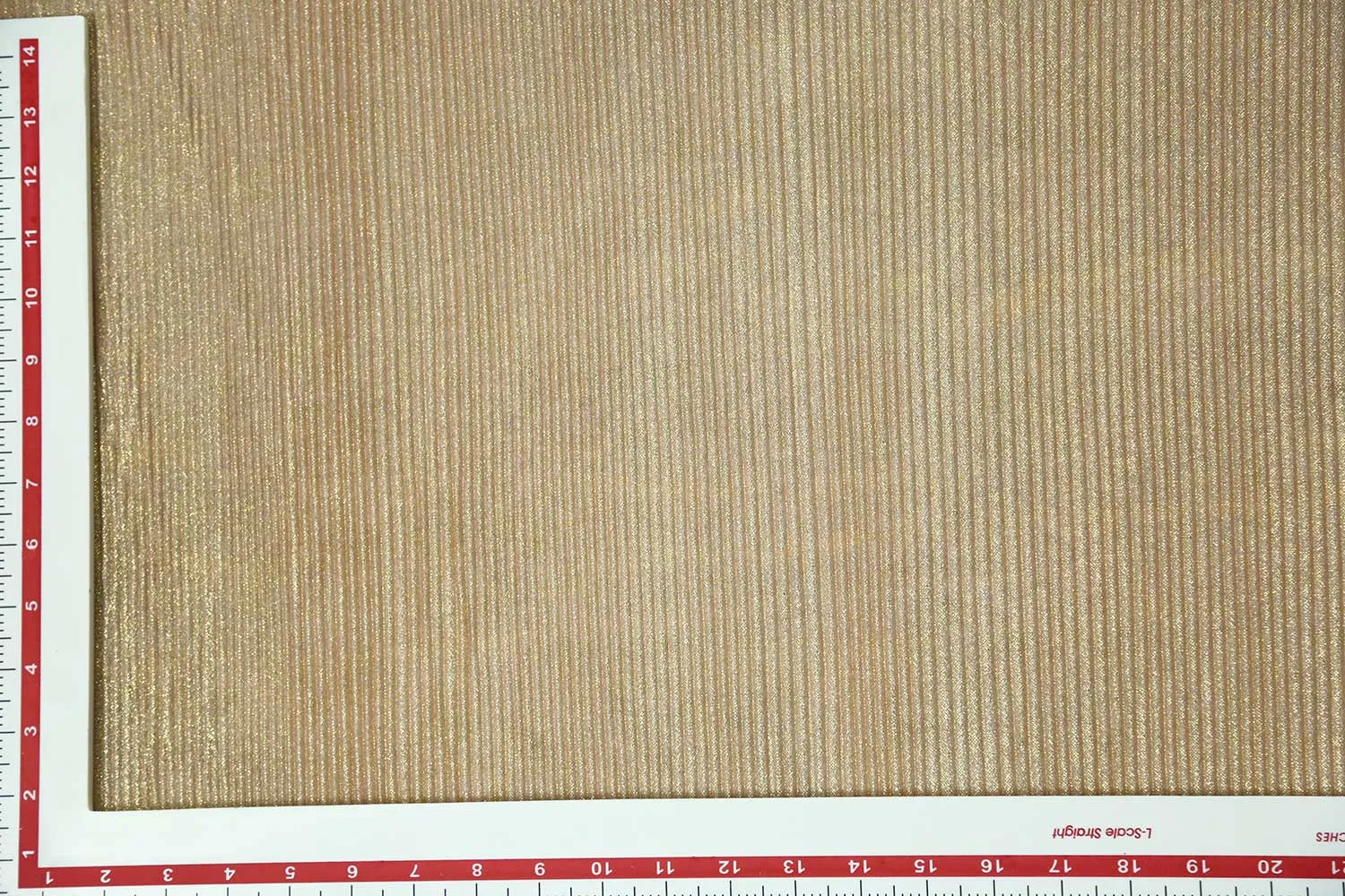 Golden Foil on Peach Pleated Foil Knit Fabric