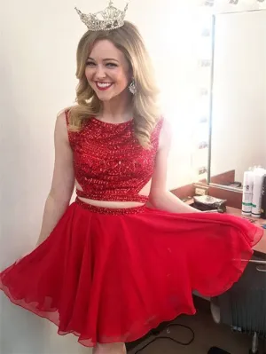 Graceful Sequin Lace & Tulle Bateau Neckline A-line Homecoming Dresses HD295