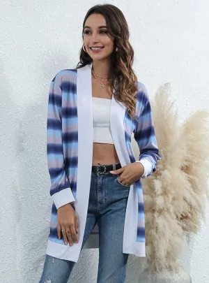 Gradient Stripe Sweater Coat Outwear
