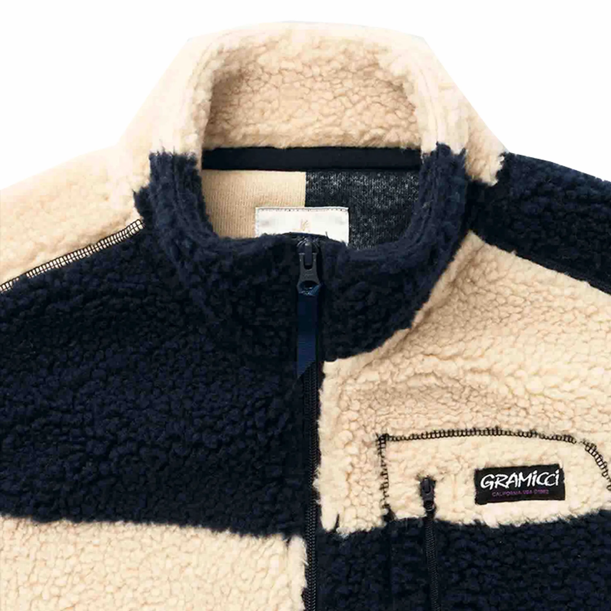 Gramicci Checkered Sherpa Vest (Natural/Navy Check)