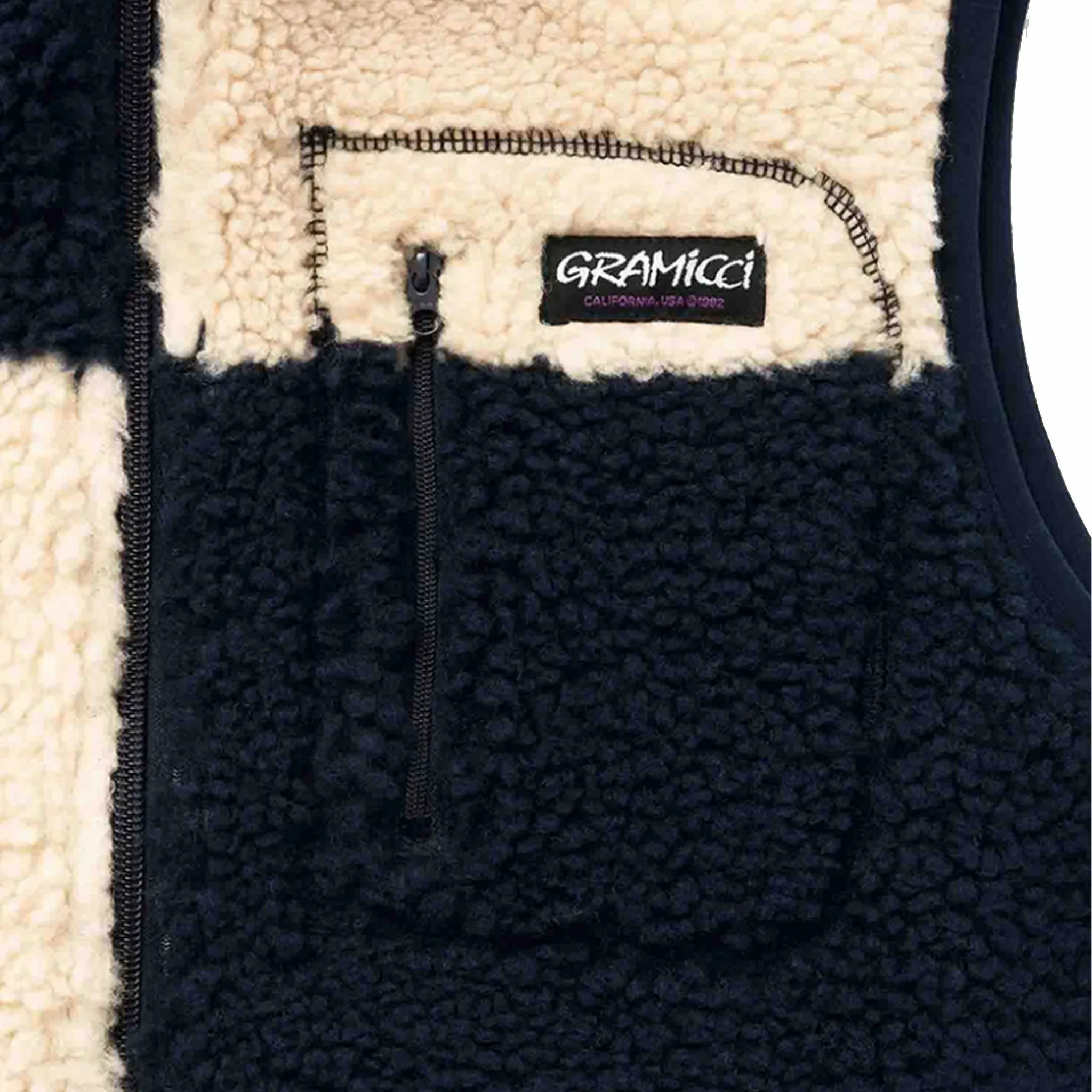 Gramicci Checkered Sherpa Vest (Natural/Navy Check)