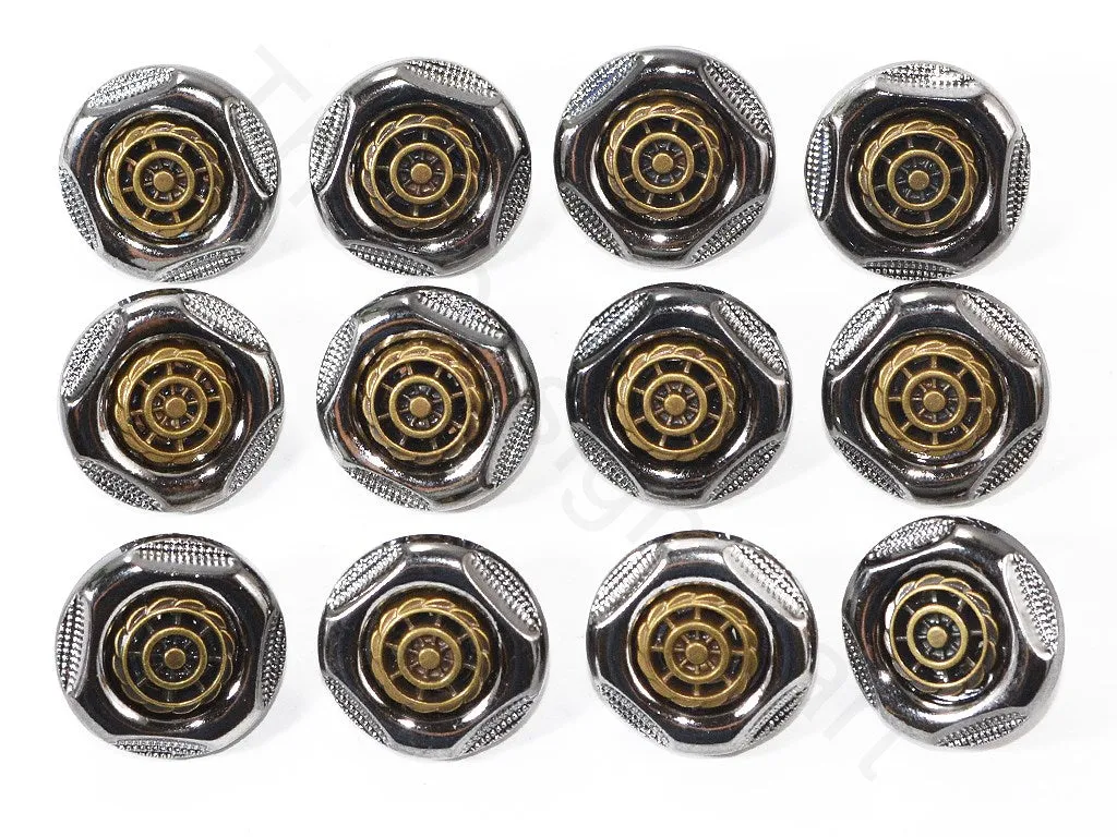 Gray Gold Wheel Acrylic Coat Buttons