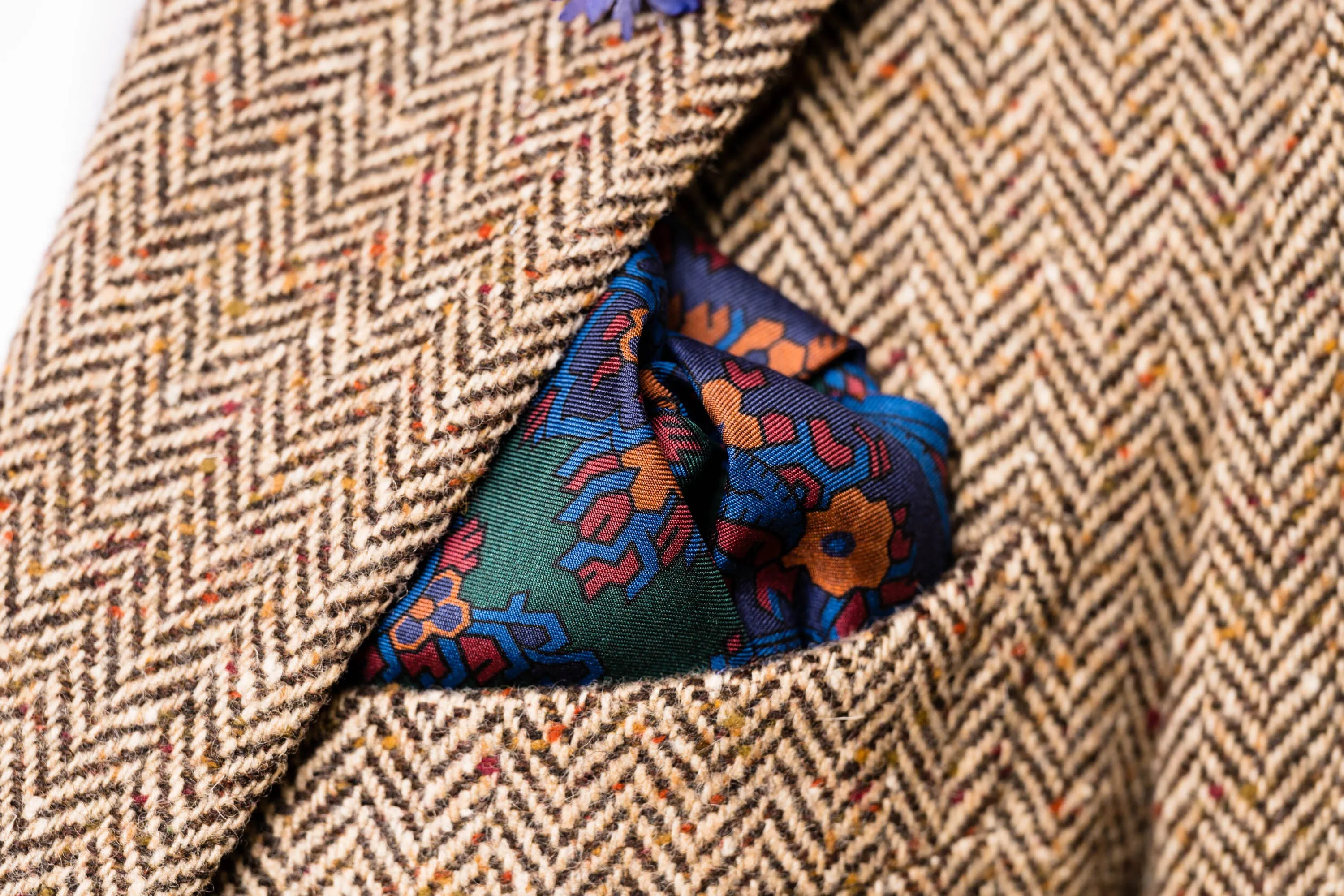 Green & Turquoise Paisley Madder Silk Pocket Square