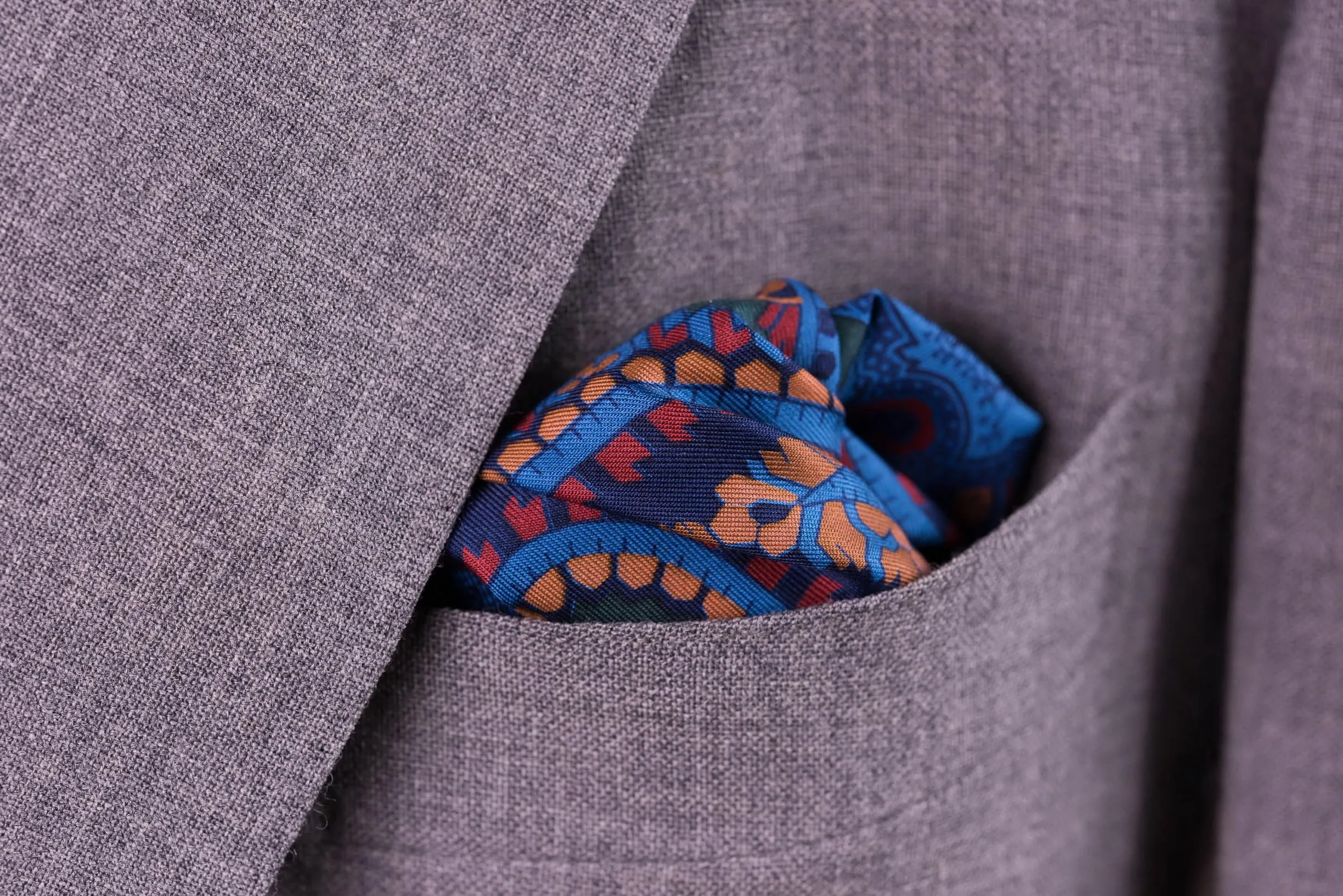 Green & Turquoise Paisley Madder Silk Pocket Square